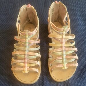 Sandals SELF ESTEEM young girl size 12 pastel pink green yellow zip back…